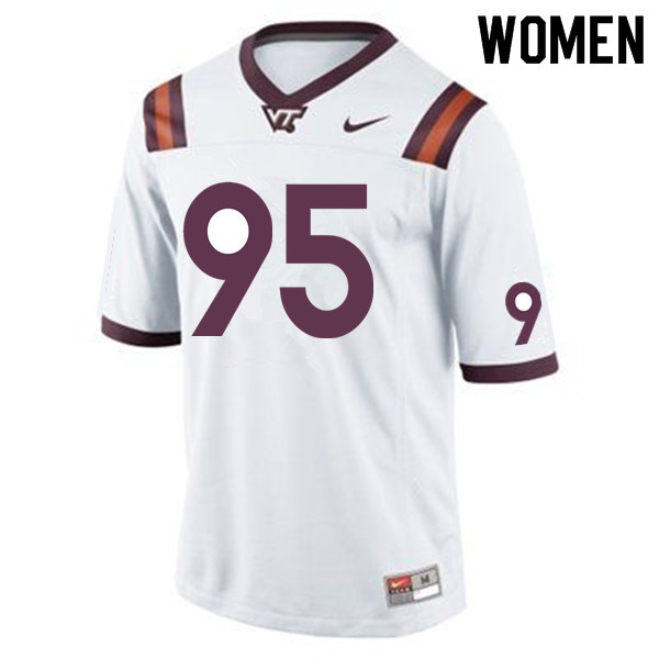 Women #95 DaShawn Crawford Virginia Tech Hokies College Football Jerseys Sale-White